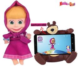 Boneca Masha + Urso Em Vinil C/ Suporte Para Celular - Cotiplás brinquedos