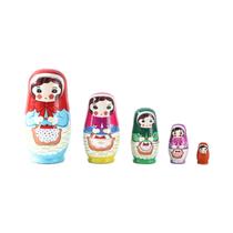 Boneca Matryoshka de Madeira Montessori - 5 Peças Pintadas à Mão