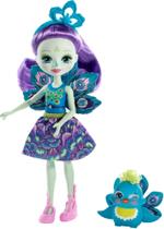 Boneca Mattel Enchantimals Patter Peacock com aba de 15 cm com acessórios