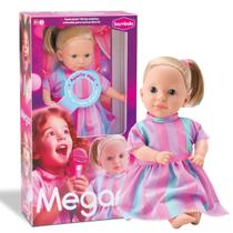 Boneca Megan 42cm Loira Musical Com Vestido Rosa Bambola