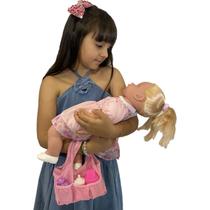Boneca Menina Angelina Grande 62 Frases + Bolsa Acessórios - Milk Brinquedo