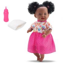Boneca Menina Bebê Dina Negra Faz Xixi Bebezão 507 Bambola