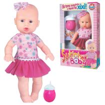 Boneca Menina Com Mamadeira Faz Xixi Bebê Em Vinil 28cm Articulada Para Meninas Brinquedos Sid-Nyl