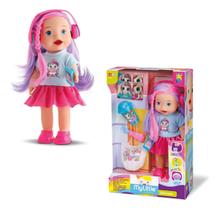 Boneca Menina Descolada Cabelo Colorido Bebe Suco Faz Xixi