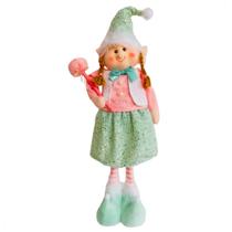 Boneca Menina Elfo em Pé Com Pirulito 61cm Enfeite Natalino Boneca Menina Elfo em Pé Com Pirulito 61cm Enfeite Natalino