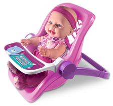 Boneca Menina Infantil Sapekinha 2 x 1 Bebê Conforto Cadeira