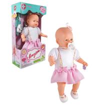 Boneca Menina Nenezinho Vestido Rosa E Branco Bebezinhos