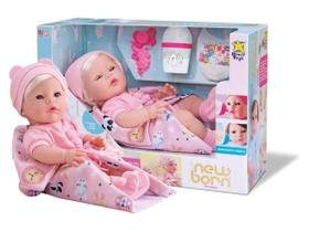 Boneca Menina New Born Premium Com Cabelo E Acessórios - Divertoys