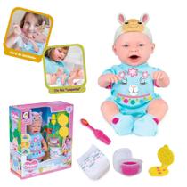 Boneca Menina Reborn Baby Ninos Hora do Lanche 37cm e Itens