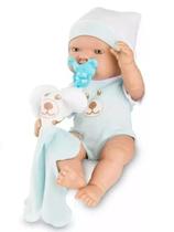 Boneca Menino Bebezinho Real Azul Com Naninha Com Acessórios - Roma