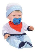 Boneca Menino Bebezinho Real Faz Xixi - Coleção Gêmeos - C/ Acessórios - Roma Brinquedos