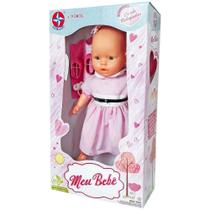 Boneca meu bebe com vestido rosa 60cm estrela