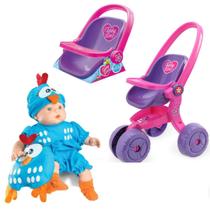 Boneca Meu Bebe Galinha Pintadinha +carrinho + Bebe Conforto - Roma Brinquedos