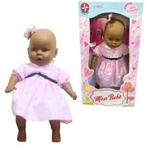 Boneca Meu Bebe Grande Negra Vestido Sortido Estrela 60 cm Sapatinho e Vestido Sortido
