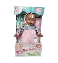 Boneca Meu Bebê Negro Vestido Rosa 60 cm Estrela