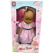 Boneca Meu Bebê Negro Vestido Rosa 60 cm Estrela