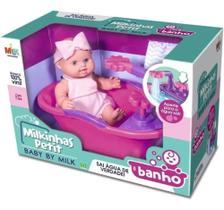 Boneca Milkinhas Banho Com Banheira E Ducha Sai Água
