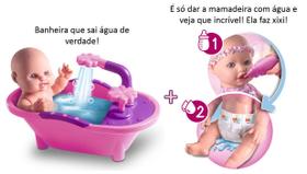 Boneca Milkinhas Petit Banho Com Banheira Que Sai Água de Verdade + Sapekinha Faz Xixi De Verdade acessórios - Milk Brinquedos