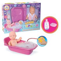 Boneca mini banho de espuma brinquedo com banheira