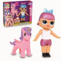 Boneca Mini Doll Fantasy com Unicórnio Menina Adijomar Brinquedo