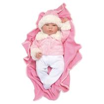Boneca Mini Reborn Baby Brink Menina Rosa 1261 3+