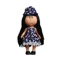 Boneca Miniatura De Vinil Com Pele Escura 24cm, 5 Articulações Móveis, Cabelo Cacheado, Brinquedo