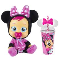Boneca Minnie Cry Baby com Chupeta + Copo de Orelhas Shake Plasútil