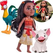 Boneca Moana E Porquinho Pua + Galo Hei Hei Disney