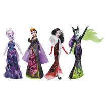 Boneca moderna Disney Princess Villains preta e brilhante, pacote com 4 Boneca moderna Disney Princess Villains preta e brilhante, pacote com 4