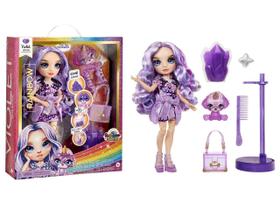 Boneca moderna Rainbow High Violet com lodo e animal de estimação 28 cm roxa