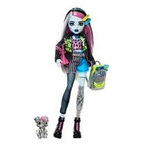 Boneca Monster High Novo Visual Com Pet Frankie Stein