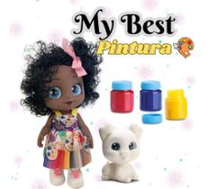 Boneca My Best Negra Pintura Com Cachorrinho Tintas E Pincel Brinquedo Bee Toys Boneca My Best Negra Pintura Com Cachorrinho Tintas E Pincel Brinquedo Bee Toys
