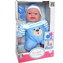 Boneca my sweet love menino macacao azul 36cm cotiplas Boneca my sweet love menino macacao azul 36cm cotiplas