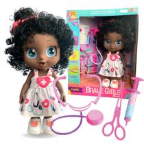 Boneca Negra Camille Médica C/acessórios Coleção Brave Girls - Brinquedo Menina