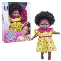 Boneca Negra Com Cabelo Cacheado Castanho Bebê Feita Em Vinil Tayla Original Brinquedo Cotiplás Boneca Negra Com Cabelo Cacheado Castanho Bebê Feita Em Vinil Tayla Original Brinquedo Cotiplás