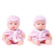 Boneca Nenequinha Bebezinho 21,5cm Com Roupão 345 - Super Toys