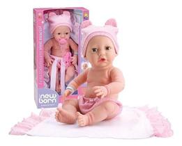 Boneca New Born Acabou De Nascer Fecha Os Olhos + Acessórios