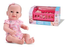 Boneca New Born Bebê C/ Bercinho Abre Fecha Olhos Diver Toys