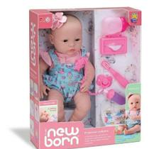 Boneca new born primeiros cuidados faz xixi abre e fecha os olhos divertoys (8114)