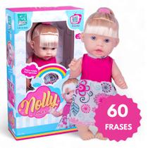 Boneca Nolly 31Cm Que fala Fala 60 Frases Fofas - Brinquedo para Menina - Super Toys