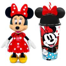 Boneca Original Elka Minnie 13cm + Copo de Orelhas 500ml