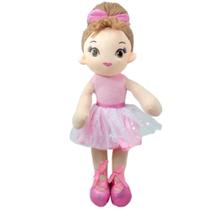 Boneca Pano Bailarina Roupa Rosa 40 Cm Fofinha Altura