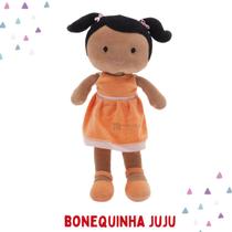 Boneca Pano Infantil Juju Antialérgico e Lavável 38 cm Linda