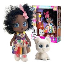 Boneca para Colorir My Best Negra Pintura Com Cachorrinho Tintas E Pincel Brinquedo Infantil Menina