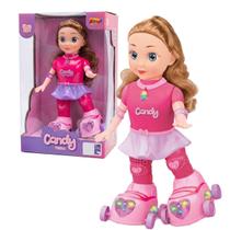 Boneca Patinadora Infantil Candy Patins Luz Som Movimento