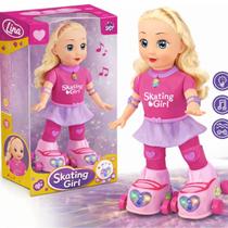 Boneca Patinadora Infantil Musical Luzes Led Movimento Automático Em Estoque