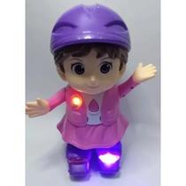 Boneca Patinadora Musical Com Luz Dança Bate E Volta.