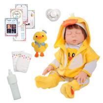 Boneca Patinho com Cabelo Fio a Fio Realista Patinho Fofo