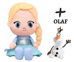 Boneca Pelúcia ELSA Baby FROZEN Disney Infantil 30cm + OLAF