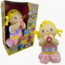 Boneca Pelúcia Menina Brinquedo Oração Som Pai Nosso 49334 Toyng